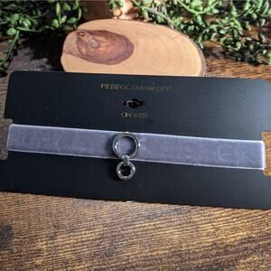 NWT Rebecca Minkoff Velvet Double Gold Ring Choker Gray Women's Size OS